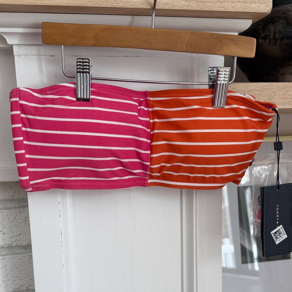 Tommy Hilfiger Striped Pink and Orange Bandeau Top